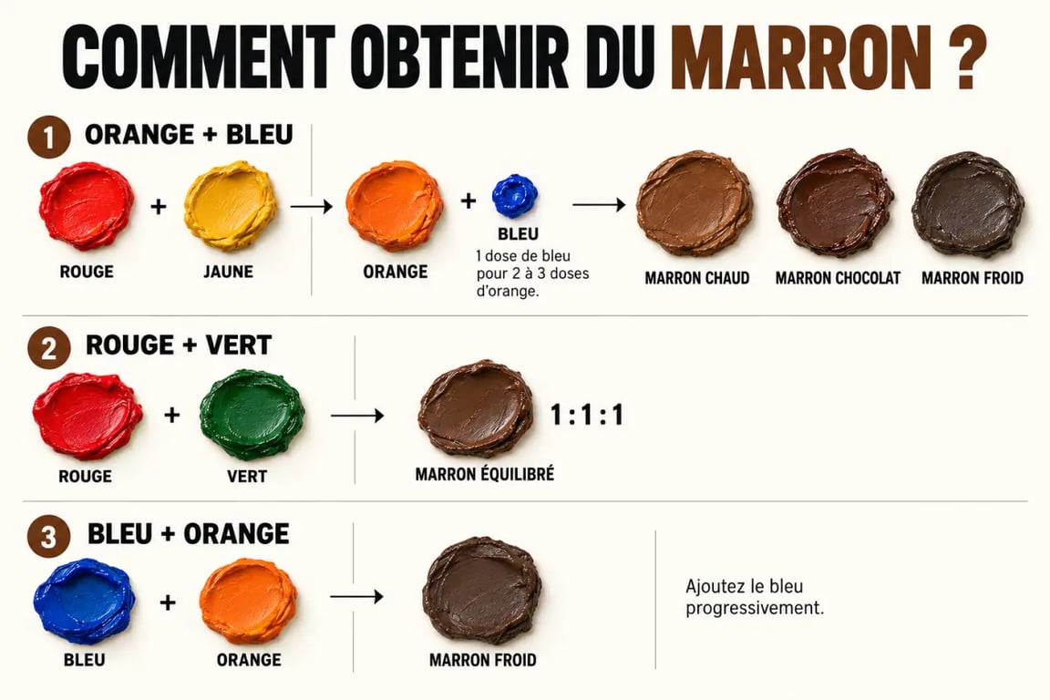 Marron en peinture : étapes et mélanges de couleurs pour obtenir différentes nuances