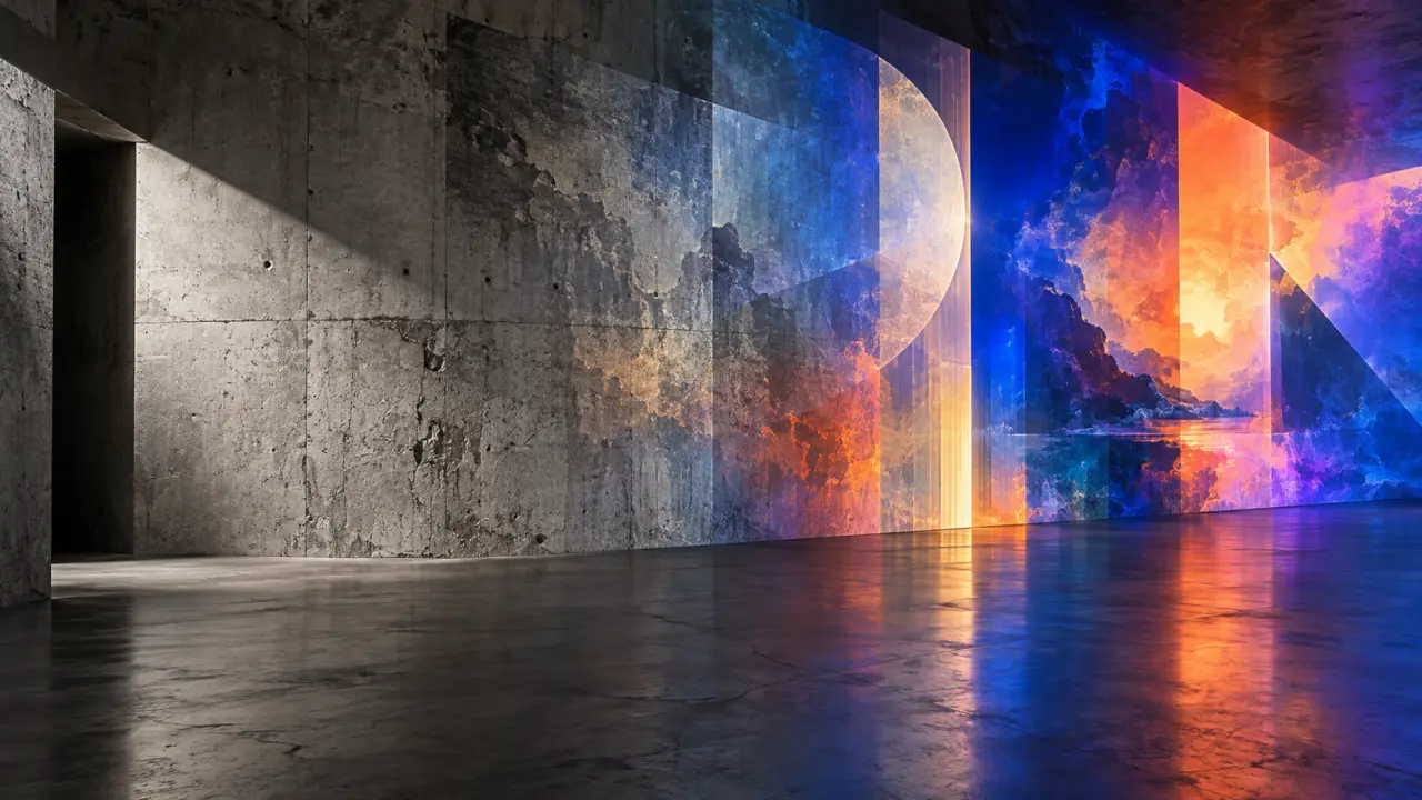 Transformation d’un mur brut en scène chromatique par la lumière et le mapping vidéo