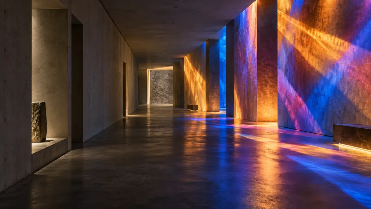 Transformation d'un hall architectural par un dispositif lumineux immersif