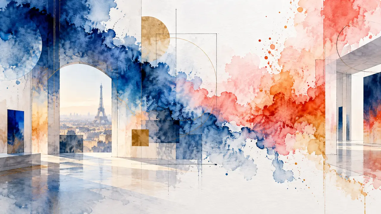 Palette d’aquarelle et pinceaux sur une feuille de papier texturé