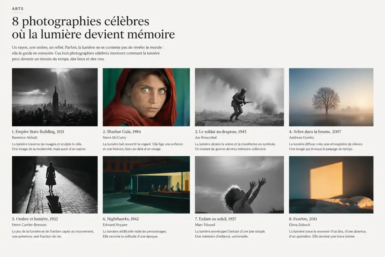 8 photographies célèbres où la lumière devient mémoire